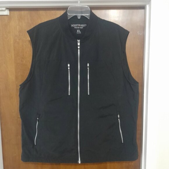 SCOTTeVEST Technical Vest XL Black 9 Pockets Utility Travel Gorpcore Active - Picture 1 of 10